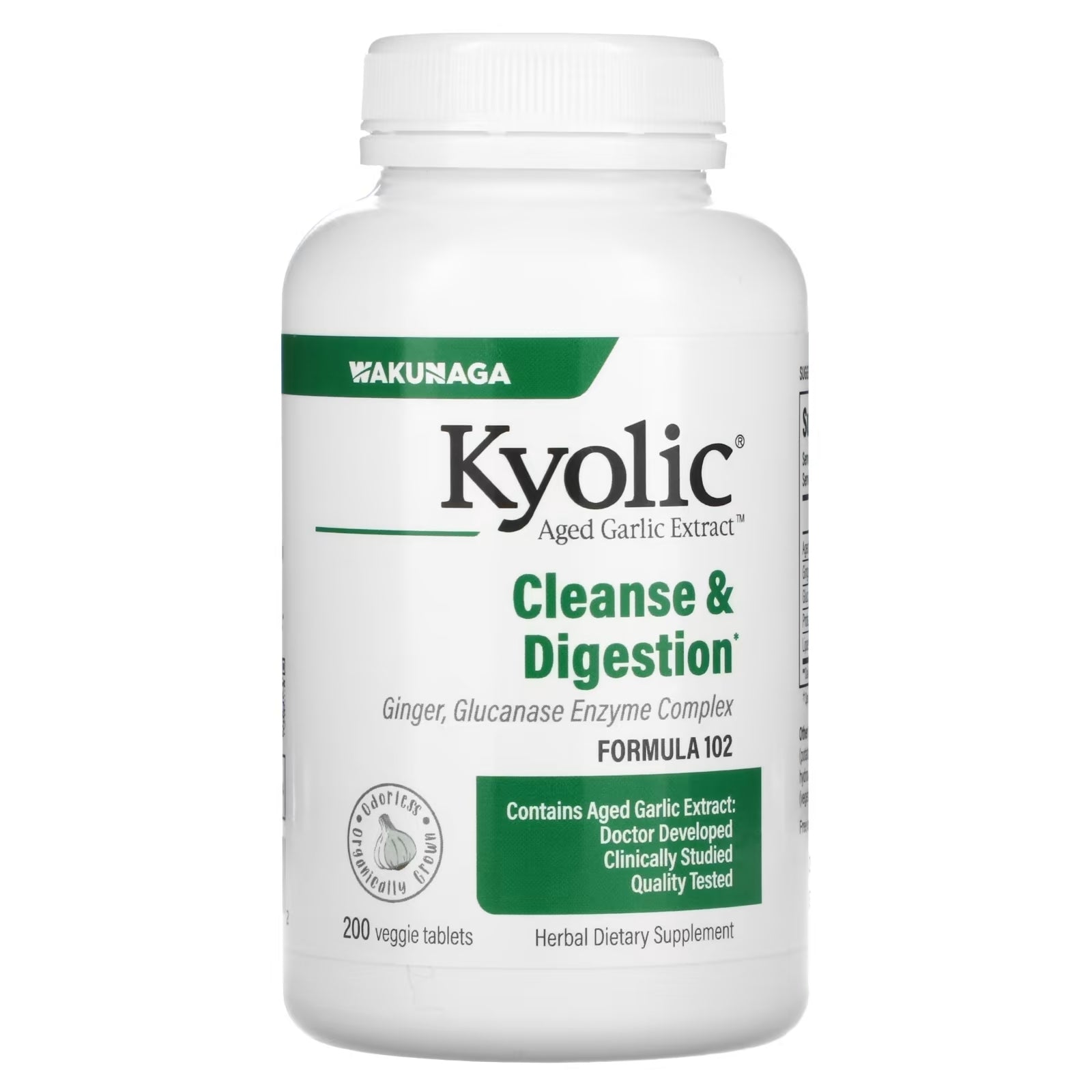 Kyolic Aged Garlic Extract Candida Cleanse and Digestion Formula 102 200 vegetarian tablets