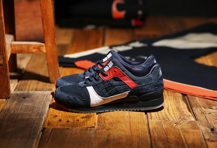 حذاء رياضي Kickslab x gel lyte iii 'hikeshi hanten' إصدار اليابان من Asics، باللون الأزرق