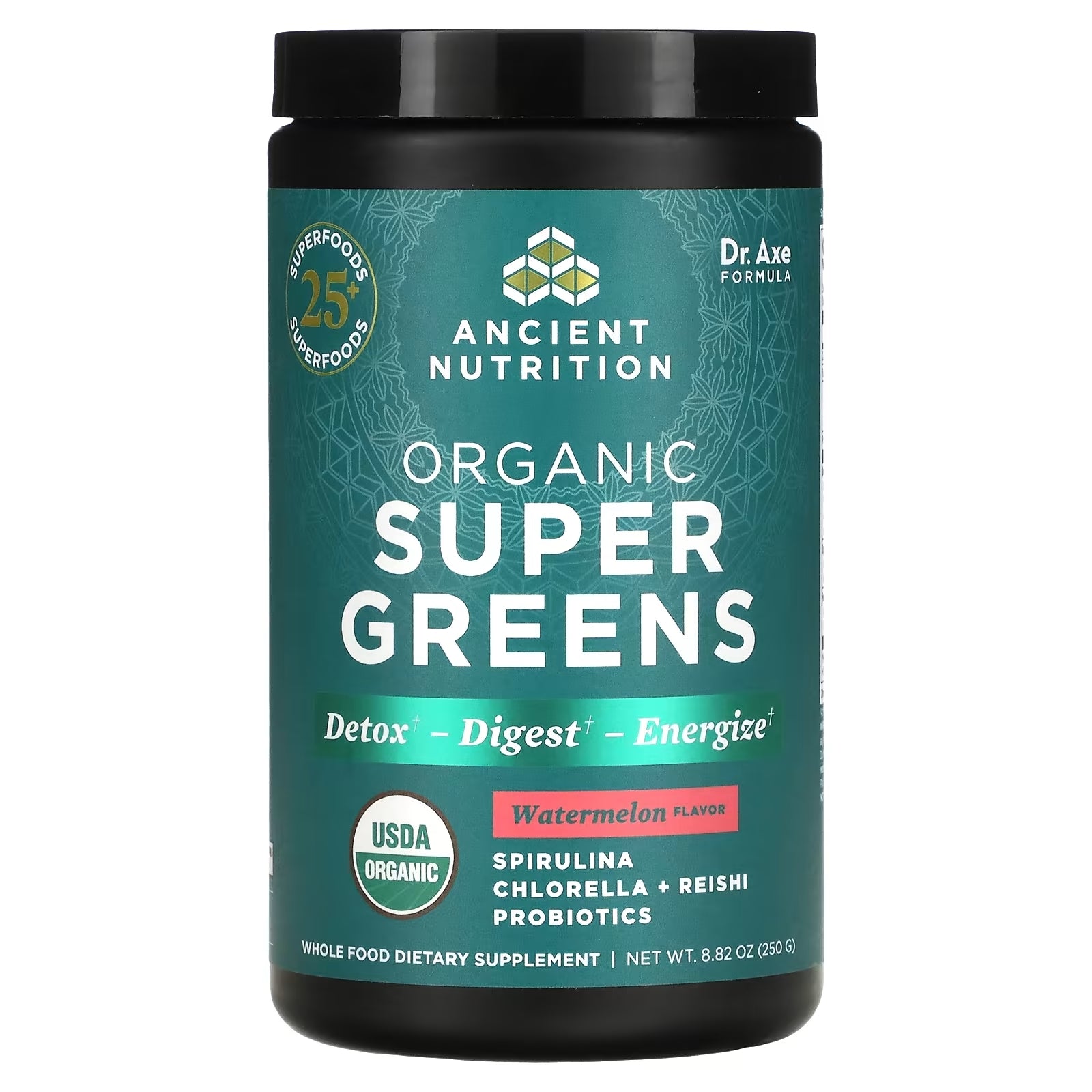 Dr. Ax Ancient Nutrition Organics Super Greens Watermelon, 250 g