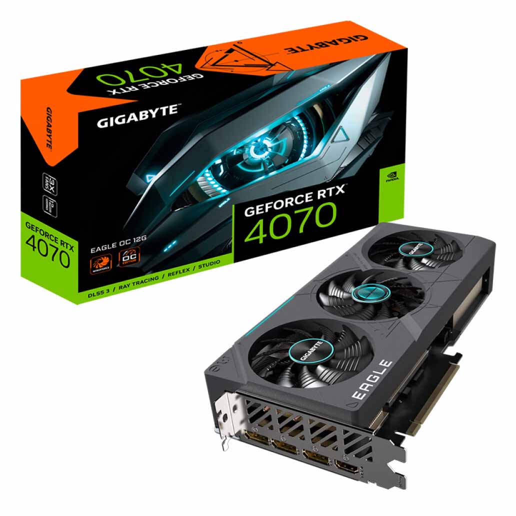 Video card Gigabyte GeForce RTX 4070 Eagle OC 12GB, GV-N4070EAGLE OC-12GD, black