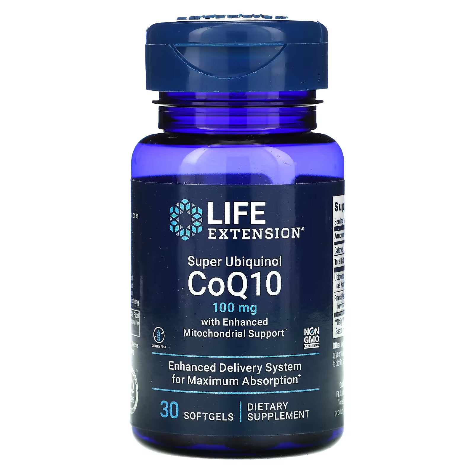 Life Extension, Super Ubiquinol CoQ10 مع دعم معزز للميتوكوندريا، 100 مجم، 30 كبسولة هلامية