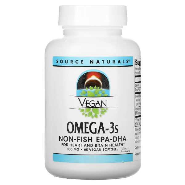 Vegan Omega 3S, EPA-DHA, 300 mg, 60 Tablets, Source Naturals