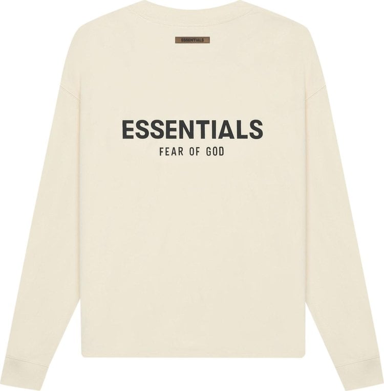 تي شيرت Fear of God Essentials بأكمام طويلة "Buttercream"، كريمي