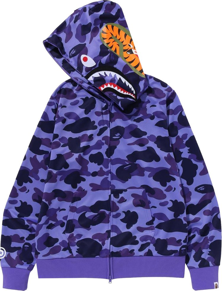 BAPE 1st Camo Jersey Shark Full Zip Hoodie "Purple"، أرجواني