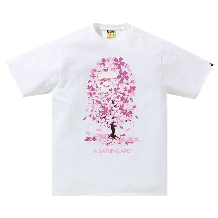 تي شيرت BAPE Sakura باللون الأبيض