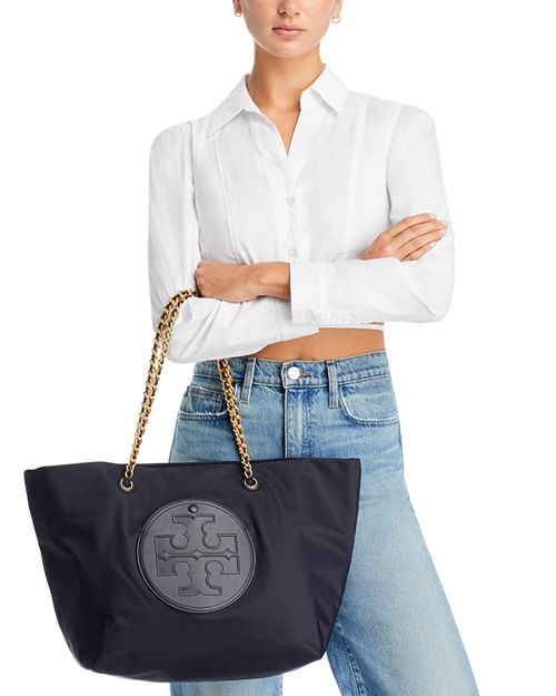 Ella Tote Bag with Tory Burch Chain, Black