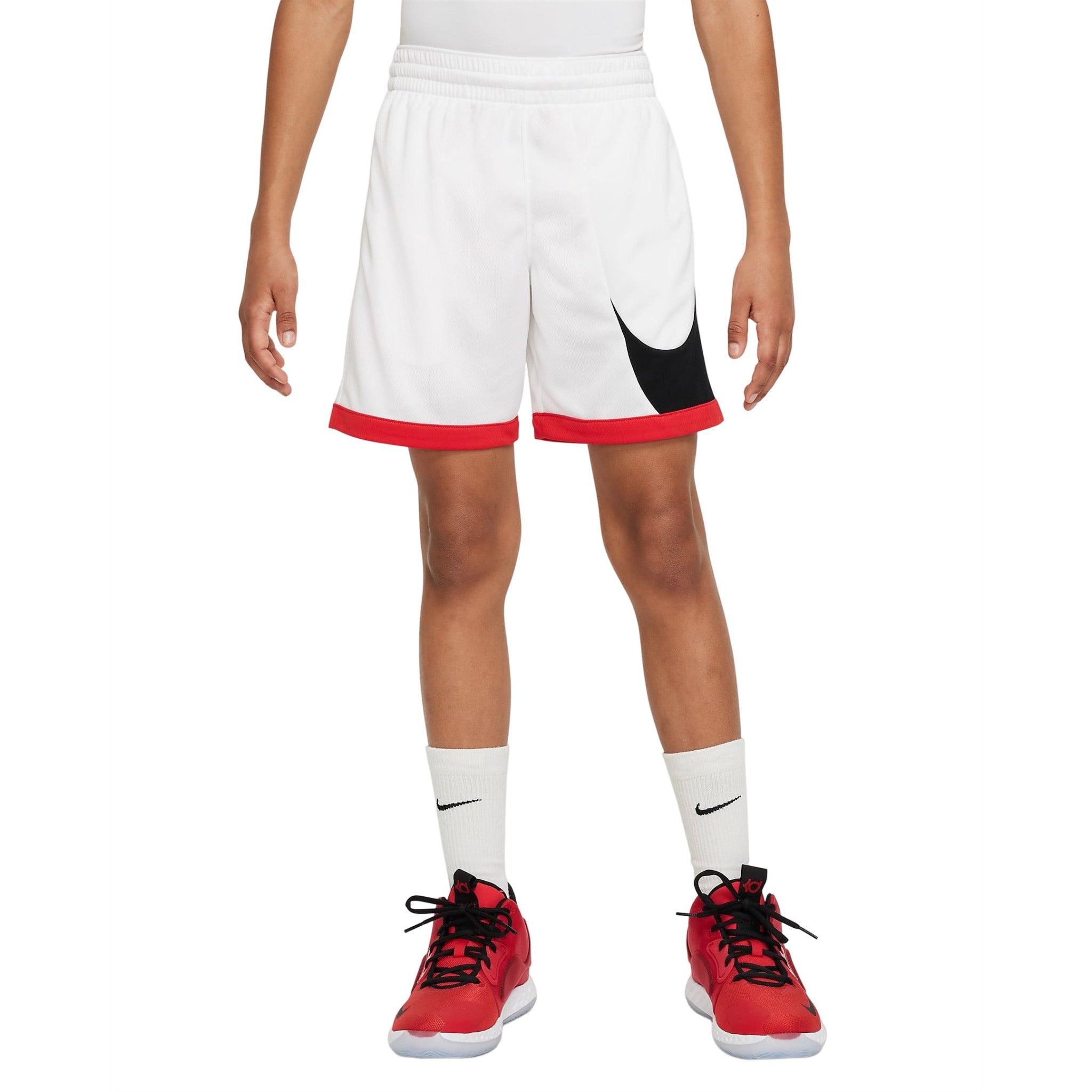 Nike Dri-Fit Big Kids' Basketball Shorts, White/Red/Black