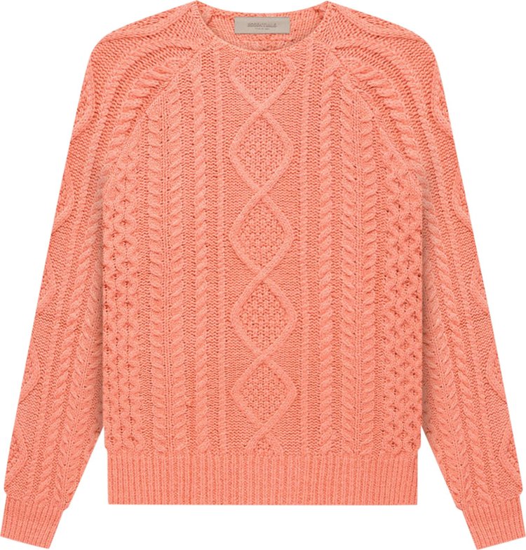 Fear of God Essentials Cable Knit 'Coral' Jumper, orange