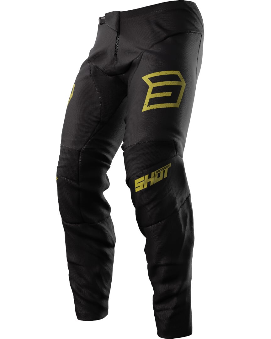 Shot Devo Army Motorcycle Pants with Logo, Black/Gold