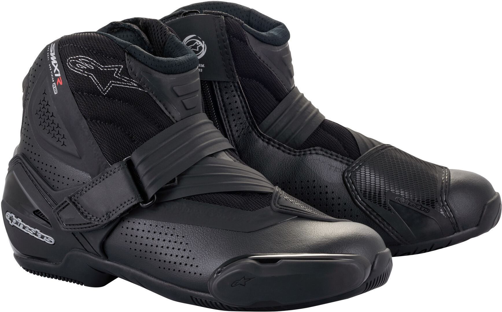 حذاء دراجة نارية بفتحات تهوية طراز SM-1 R V2 من Alpinestars، باللون الأسود