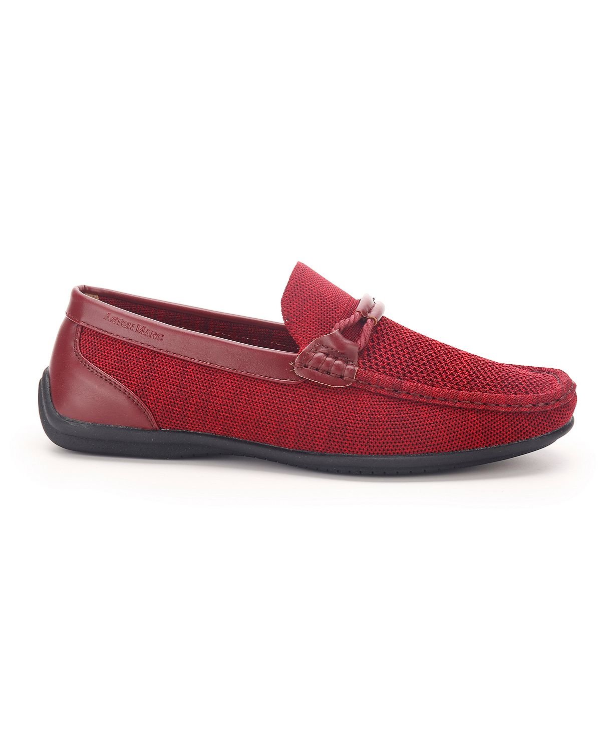 Aston Marc Men's Knit Lace-up Strap Loafers, Red