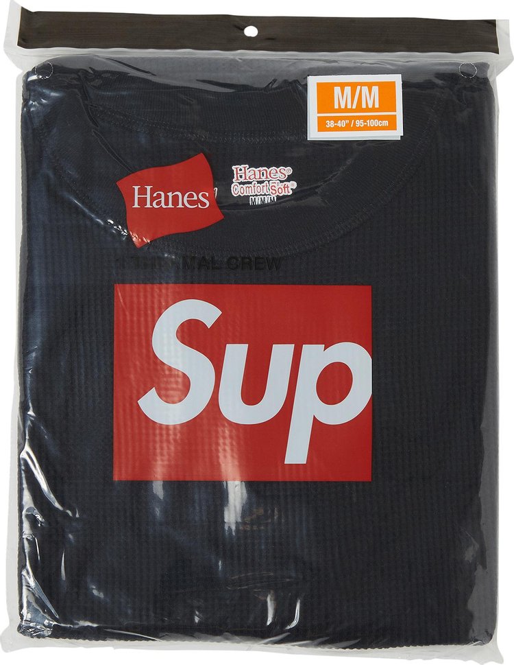 سويت شيرت Supreme x Hanes Thermal Crew (عبوة واحدة) "أسود"