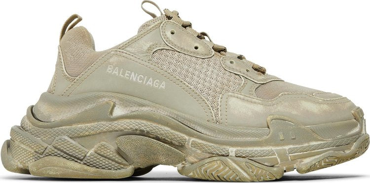 حذاء رياضي Balenciaga Womens Triple S بلون البيج الفاتح الباهت والكريمي