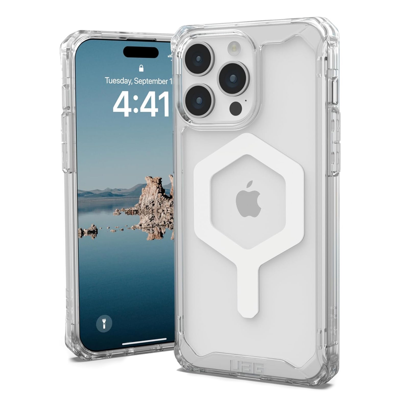 Case UAG Plyo for iPhone 15 Pro Max, Ice/White