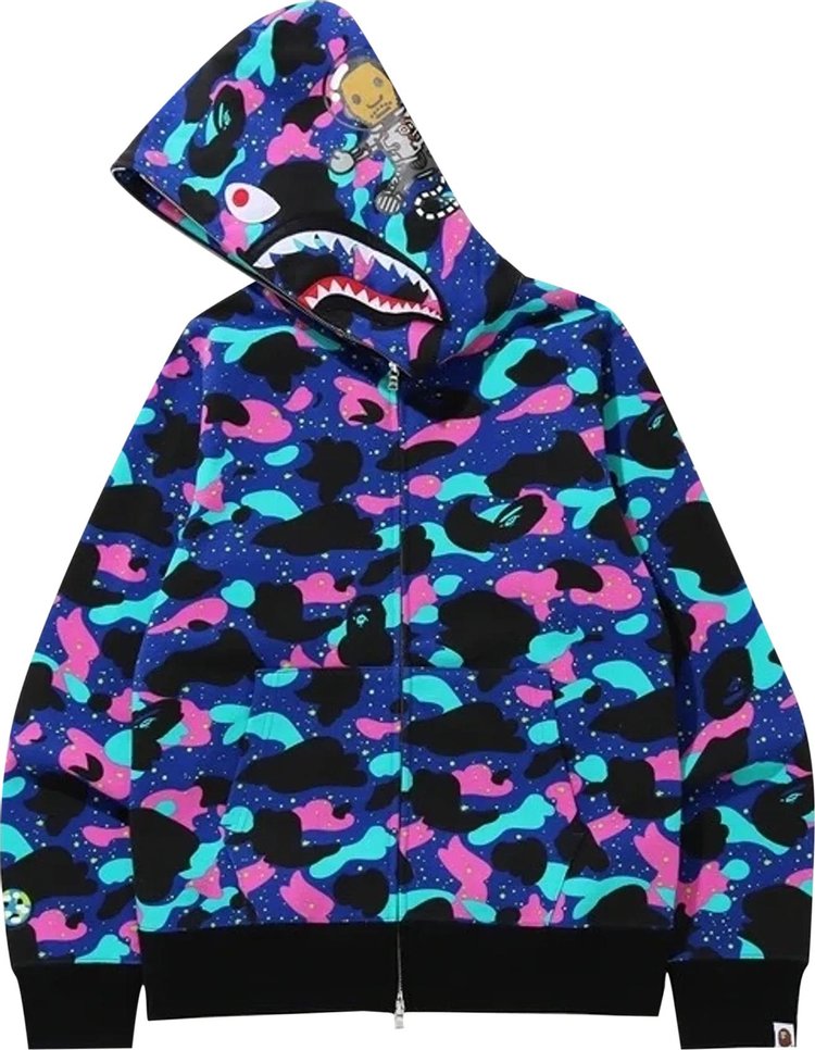 BAPE x Kid Cudi Shark Full Zip Hoodie 'Navy' Multicolor