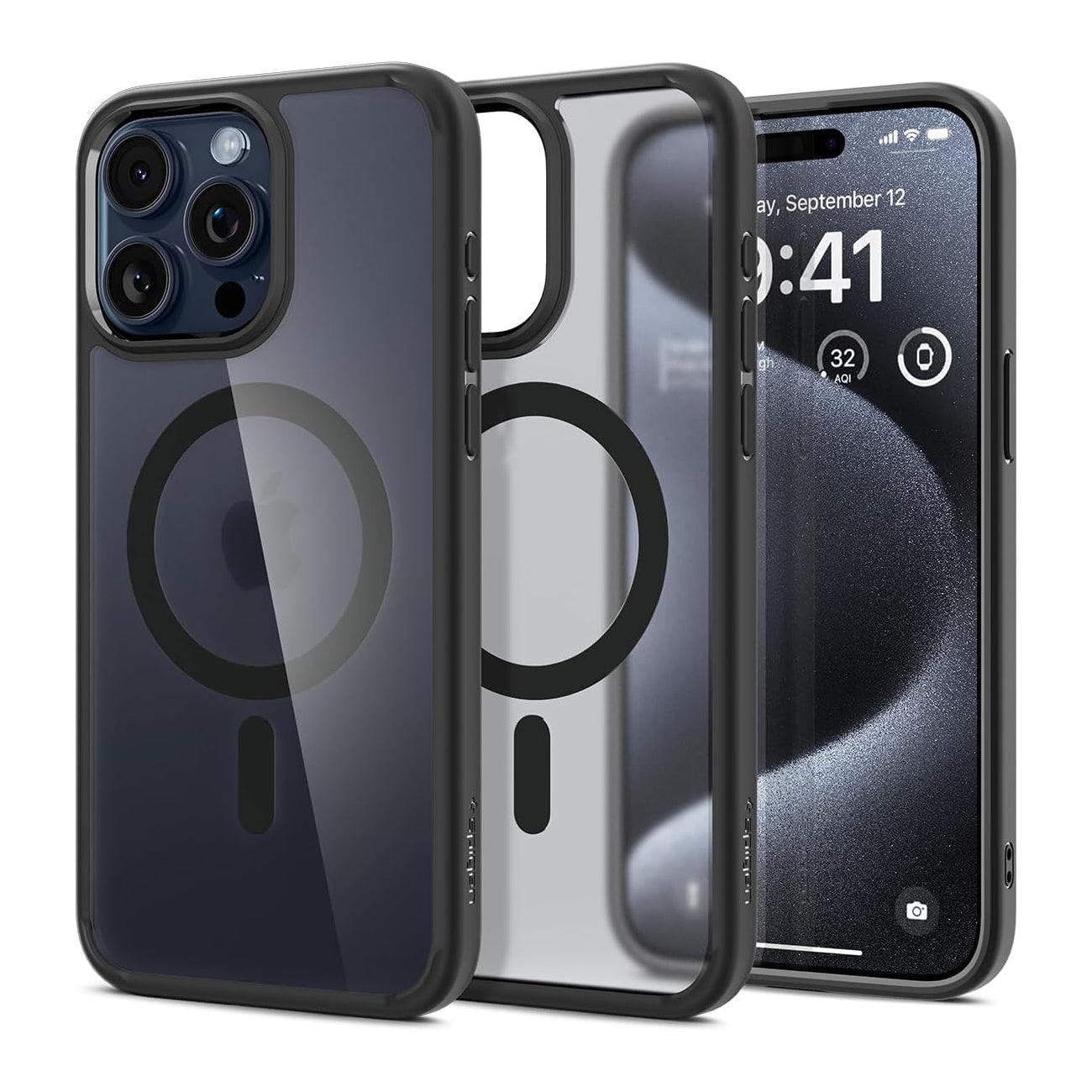 Spigen Ultra Hybrid MagFit Case for iPhone 15 Pro, Frost Black