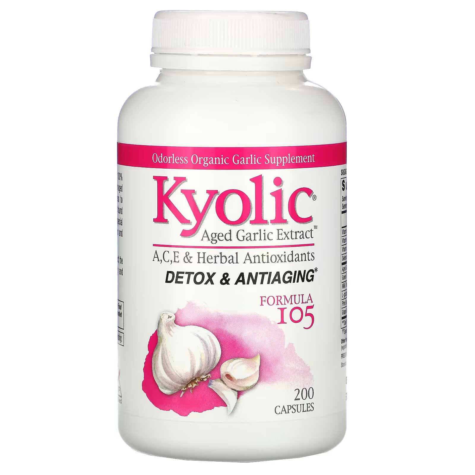 Kyolic, Aged Garlic Extract, Detox & Rejuvenate Formula 105, 200 Capsules