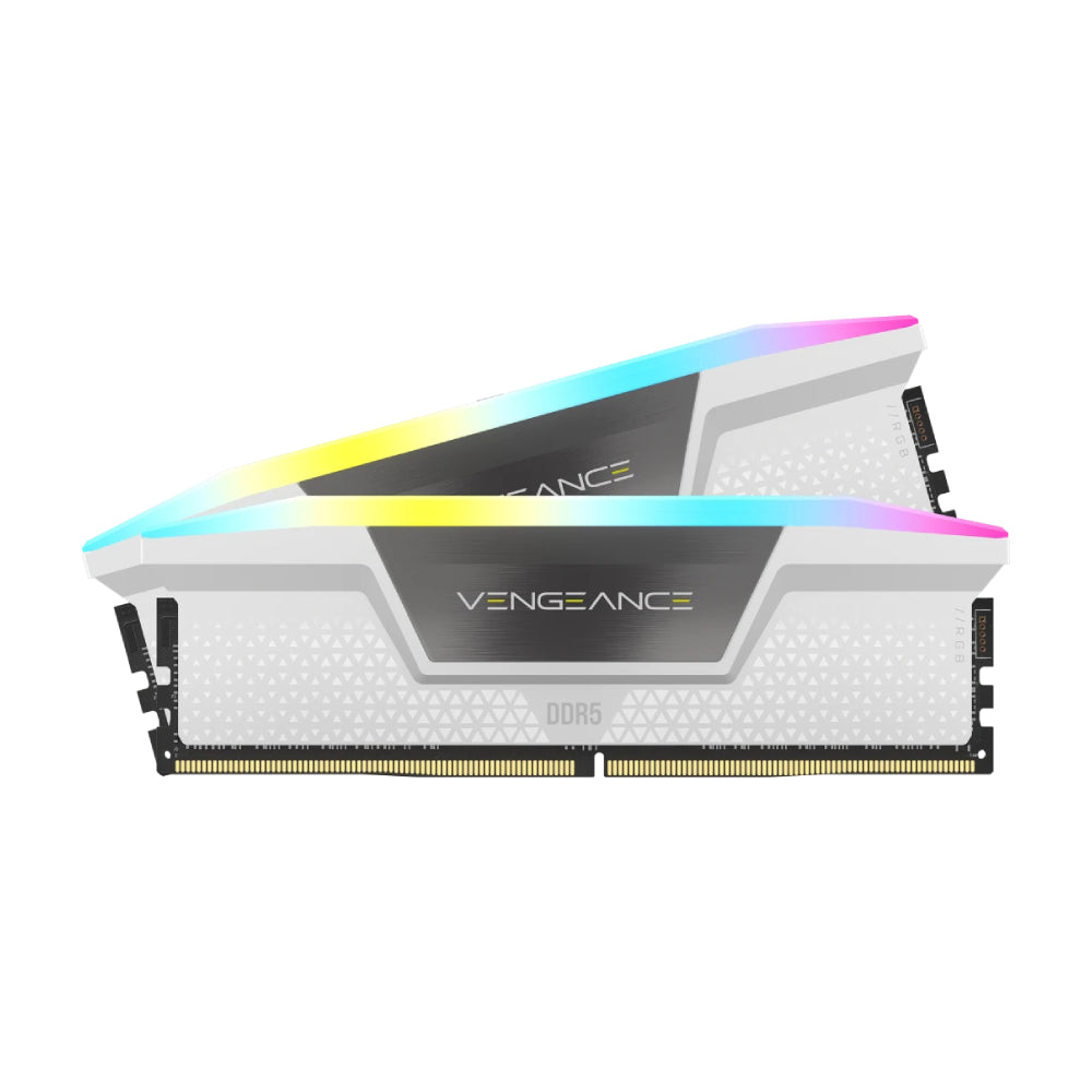 CORSAIR Vengeance RGB RAM, 64 GB DDR5 (2x32 GB), 6000 MHz, CL40, CMH64GX5M2B6000C40W, white