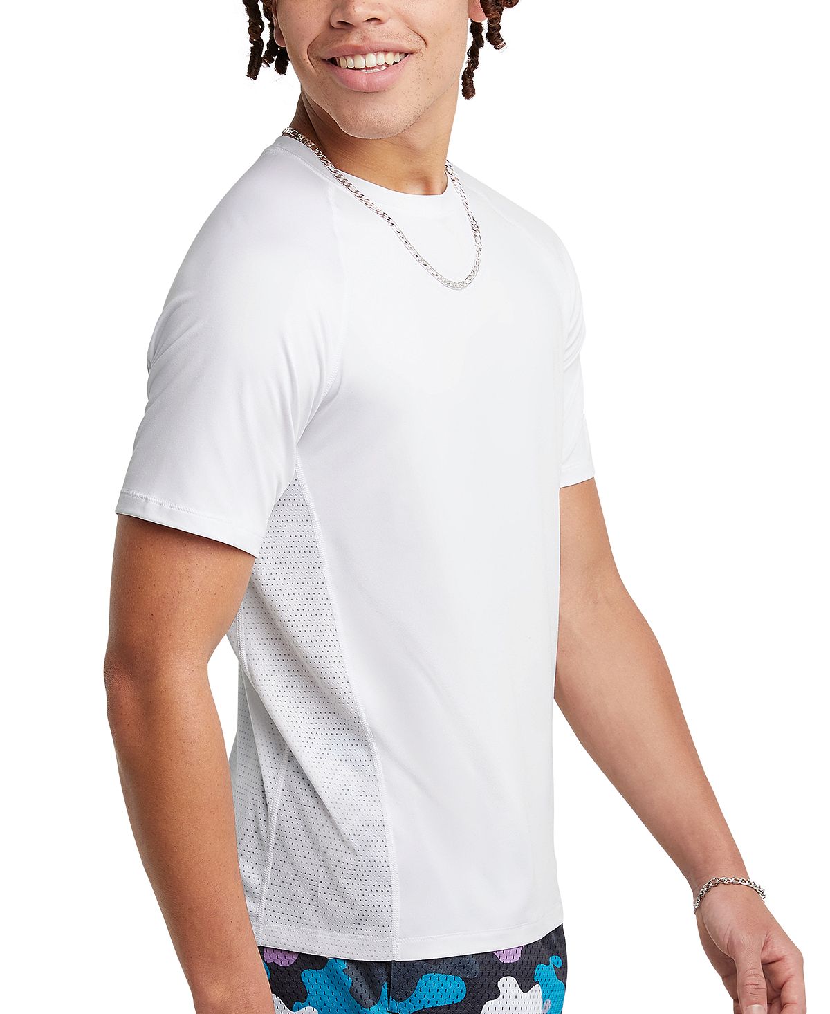 Champion Men's Branded Mesh Back T-Shirt, White