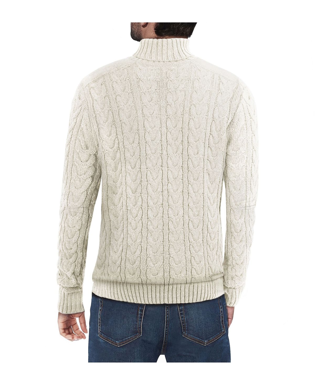 X-Ray Men's Cable Knit Crew Neck Sweater, Cream