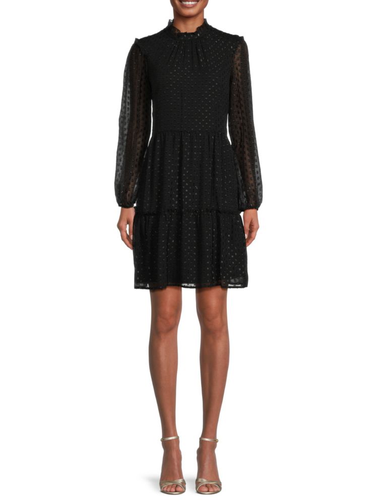 Tommy Hilfiger Textured Tiered Mini Dress, Black