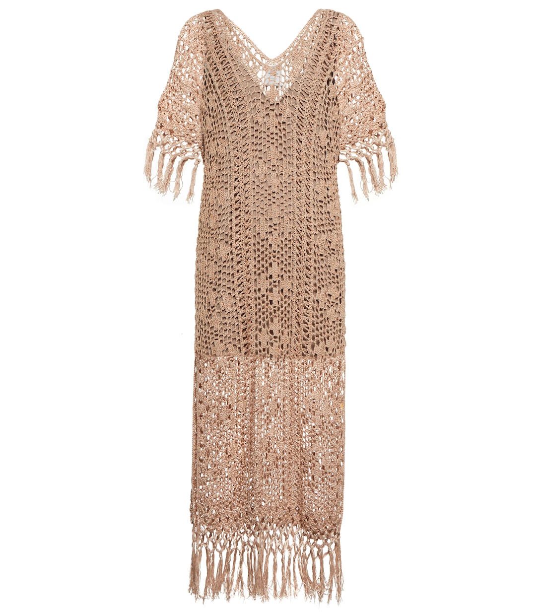 Anna Kosturova crochet savannah maxi dress, metallic