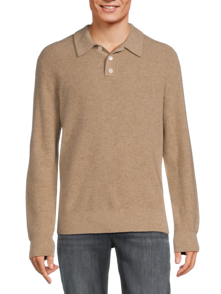 Alex Mill Long Sleeve Cashmere Polo Sweater, Stone