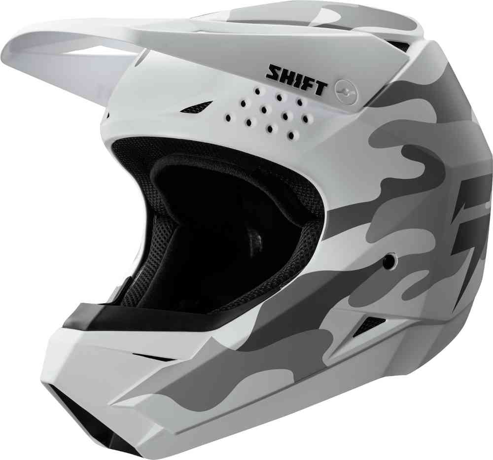 WHIT3 Shift Motocross Helmet, Snow Camo