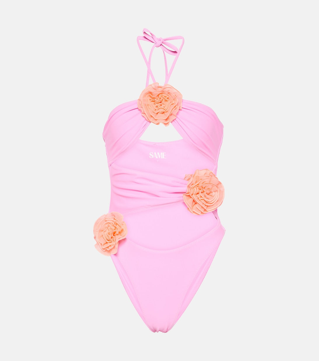 Same rose neckline swimsuit, pink