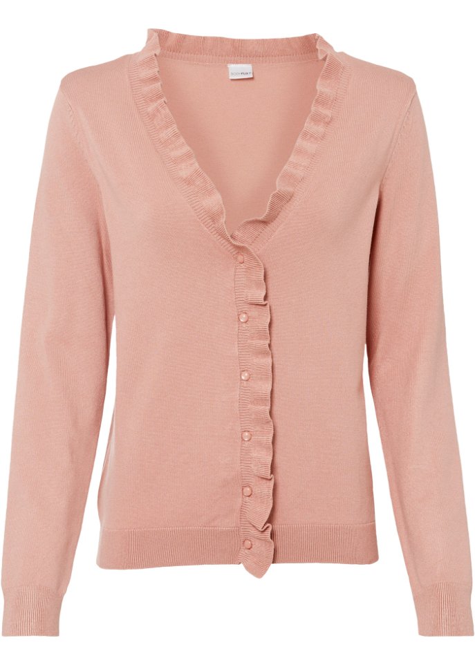 Bodyflirt ruffle collar cardigan, pink