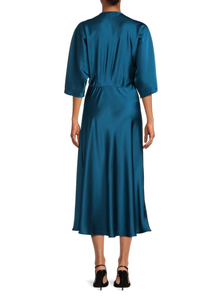 Renee C. Weave Satin Midi Dress in Royal Blue