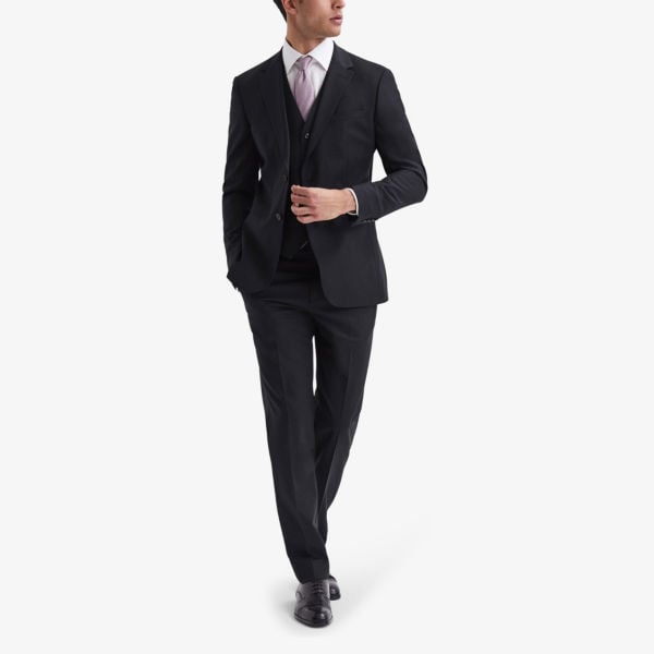 Hope Travel Single Breasted Wool Blazer with Reiss Lapel, Black