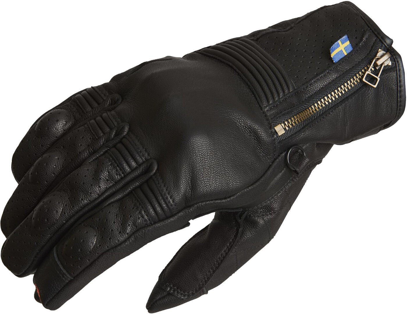 Halvarssons Hofors perforated motorcycle gloves, black