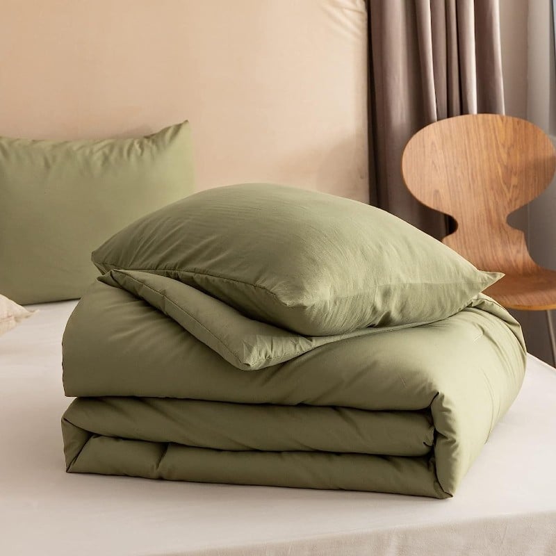 Double bed linen set Rosgonia Queen, 3 pieces, olive