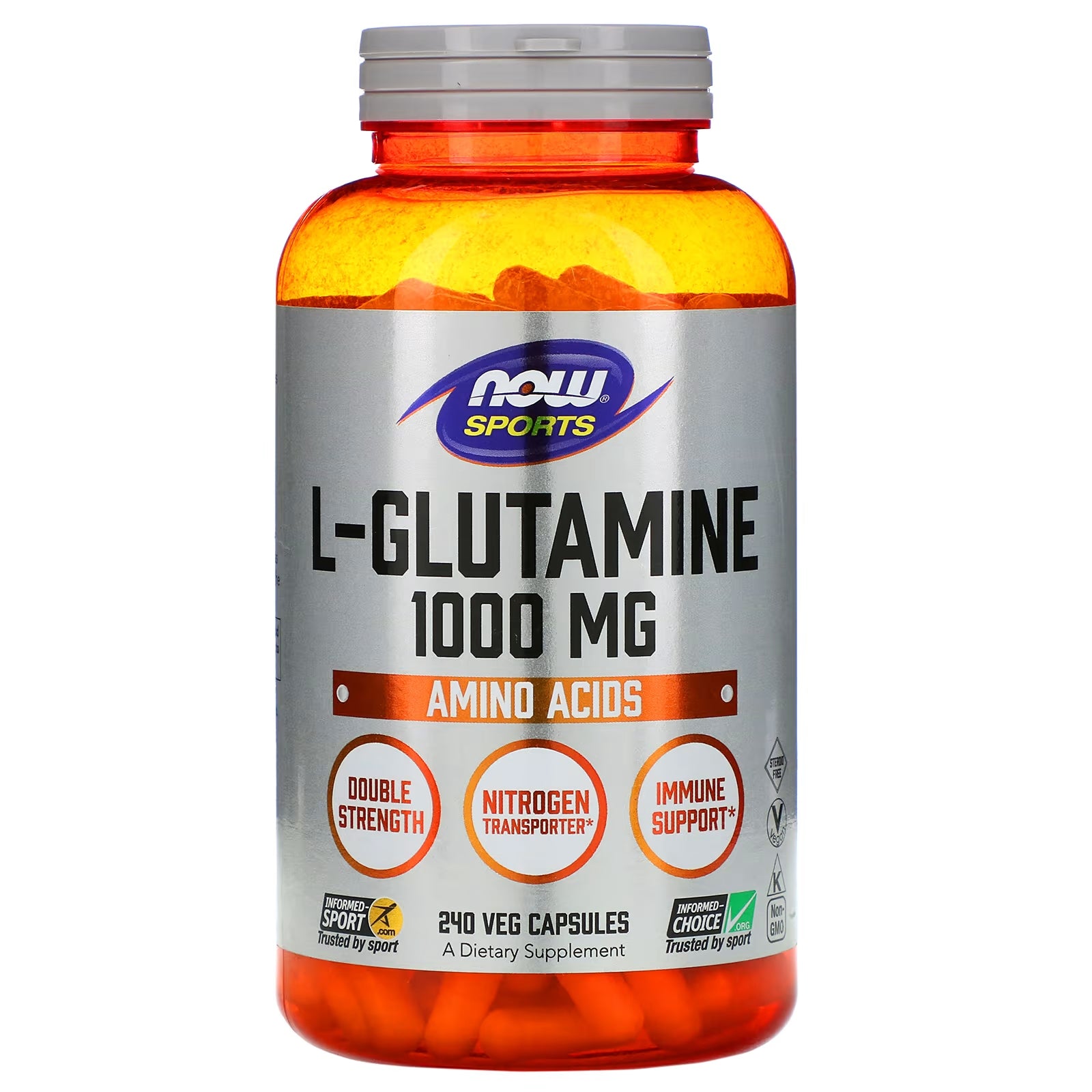 NOW Foods Sports L-Glutamine 1000 mg، 240 كبسولة نباتية