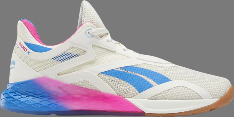 حذاء رياضي wmns nano x 'white proud pink blue' من ريبوك، باللون الأبيض