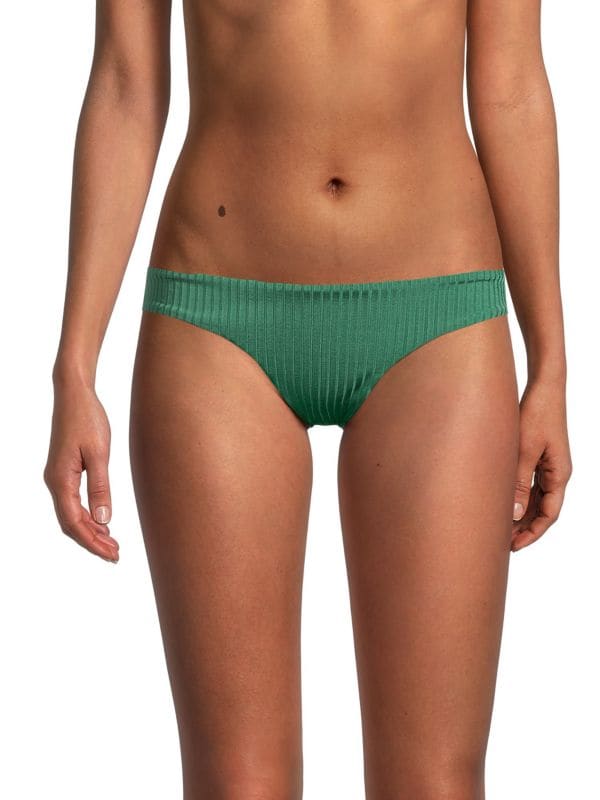 Pilyq Ruffle Plunge Bikini Bottoms, Green