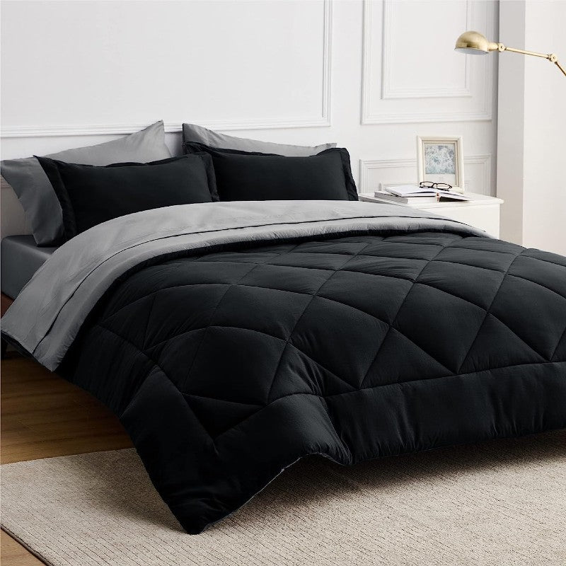 Bedsure King 7 Piece Bedding Set, Black