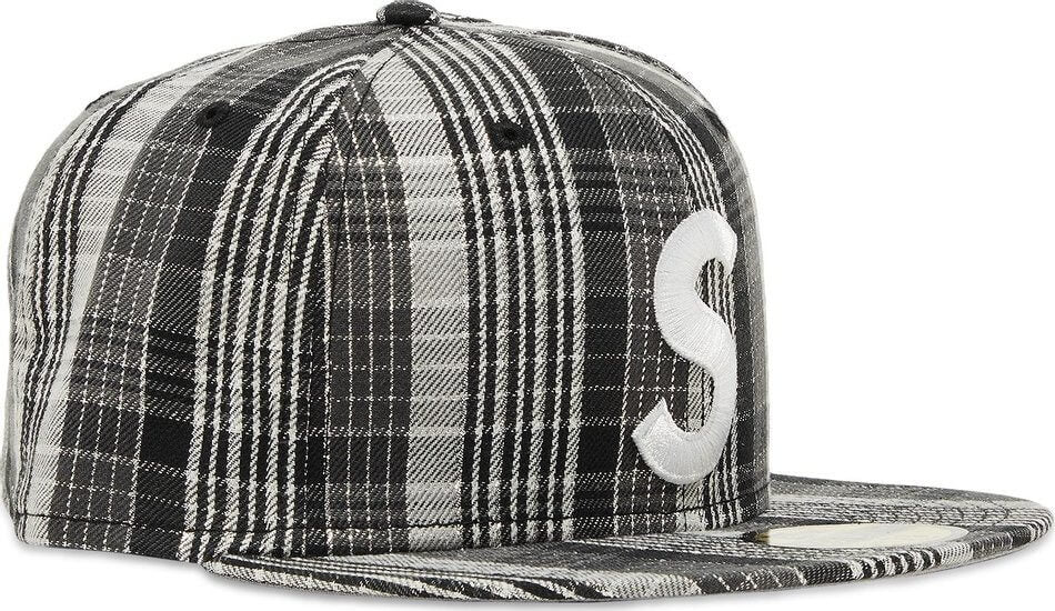 Supreme Metallic Plaid S Logo New Era Baseball Cap, Black