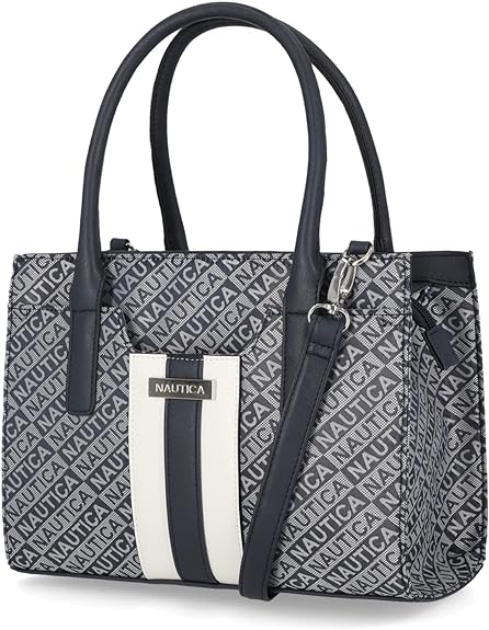 Women's Nautica Sandy Jr satchel.  Top Handel with detachable shoulder strap indigo jacquard