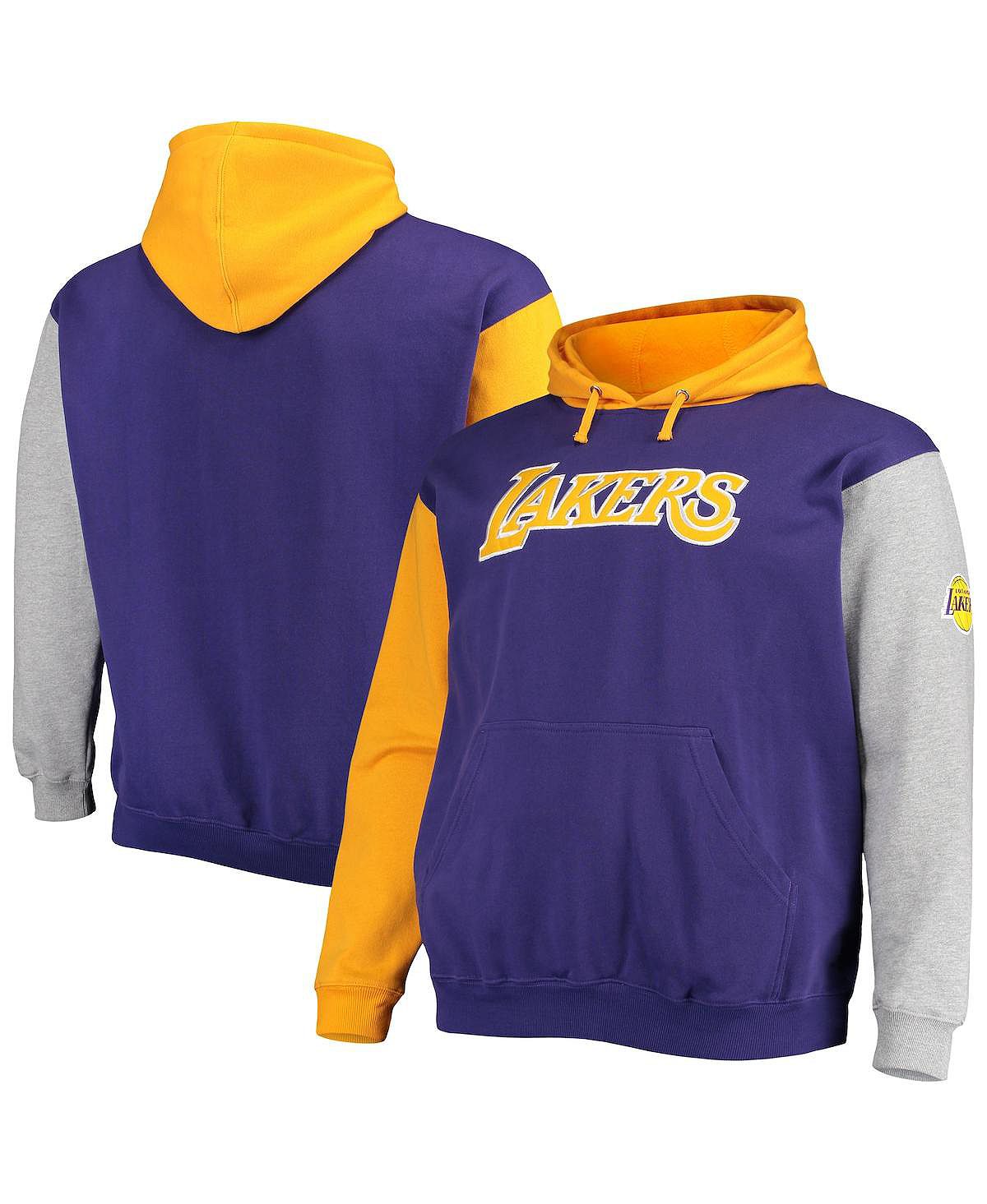 Men's Branded Purple Gold Los Angeles Lakers Big and Tall Double Contrast Pullover Fanatics Hoodie Multi