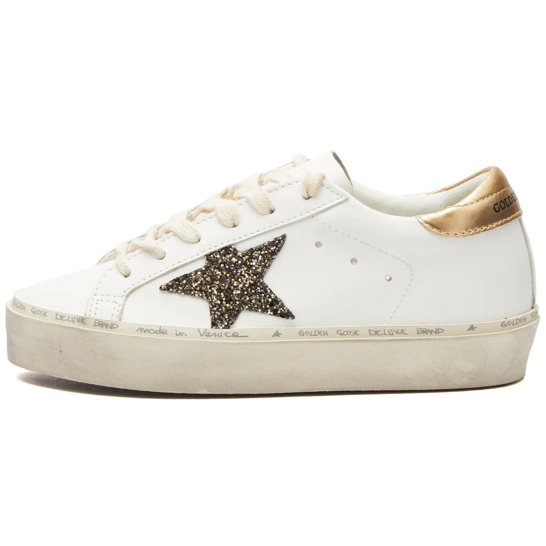 حذاء رياضي Golden Goose Hi Sar Leather، أبيض/أسود/ذهبي