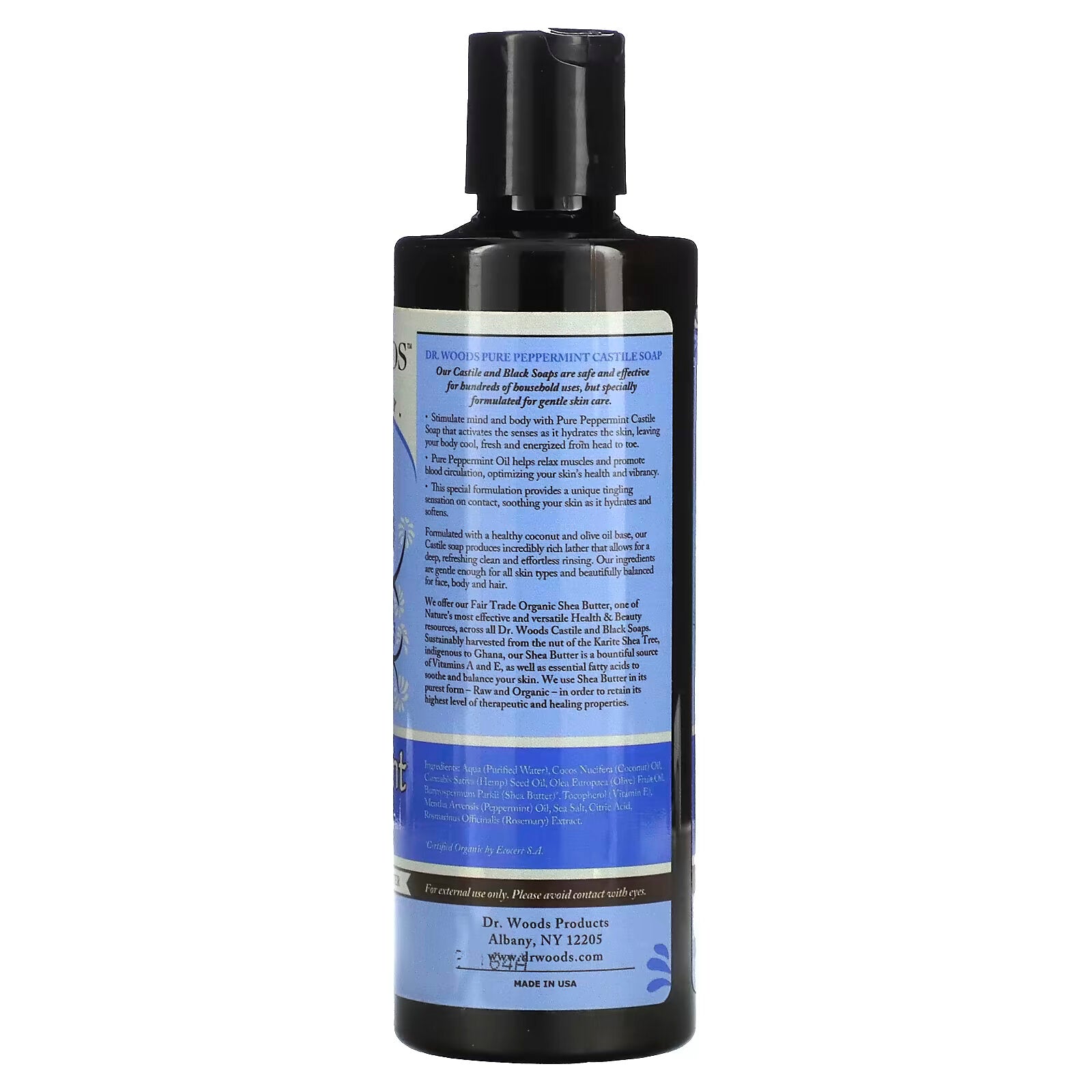 Dr.  Woods, Peppermint Castile Soap with Shea Butter Fair Trade Produced 8 fl oz (236 ml)