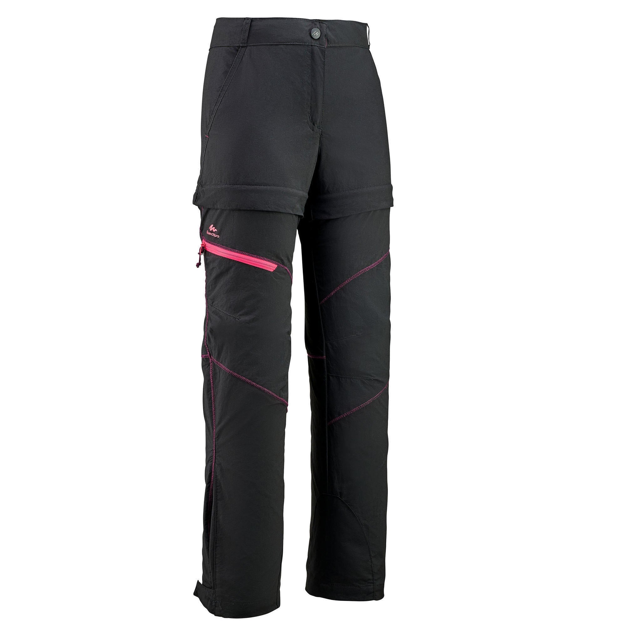 Children's hiking pants Quechua MH500 with zipper, black