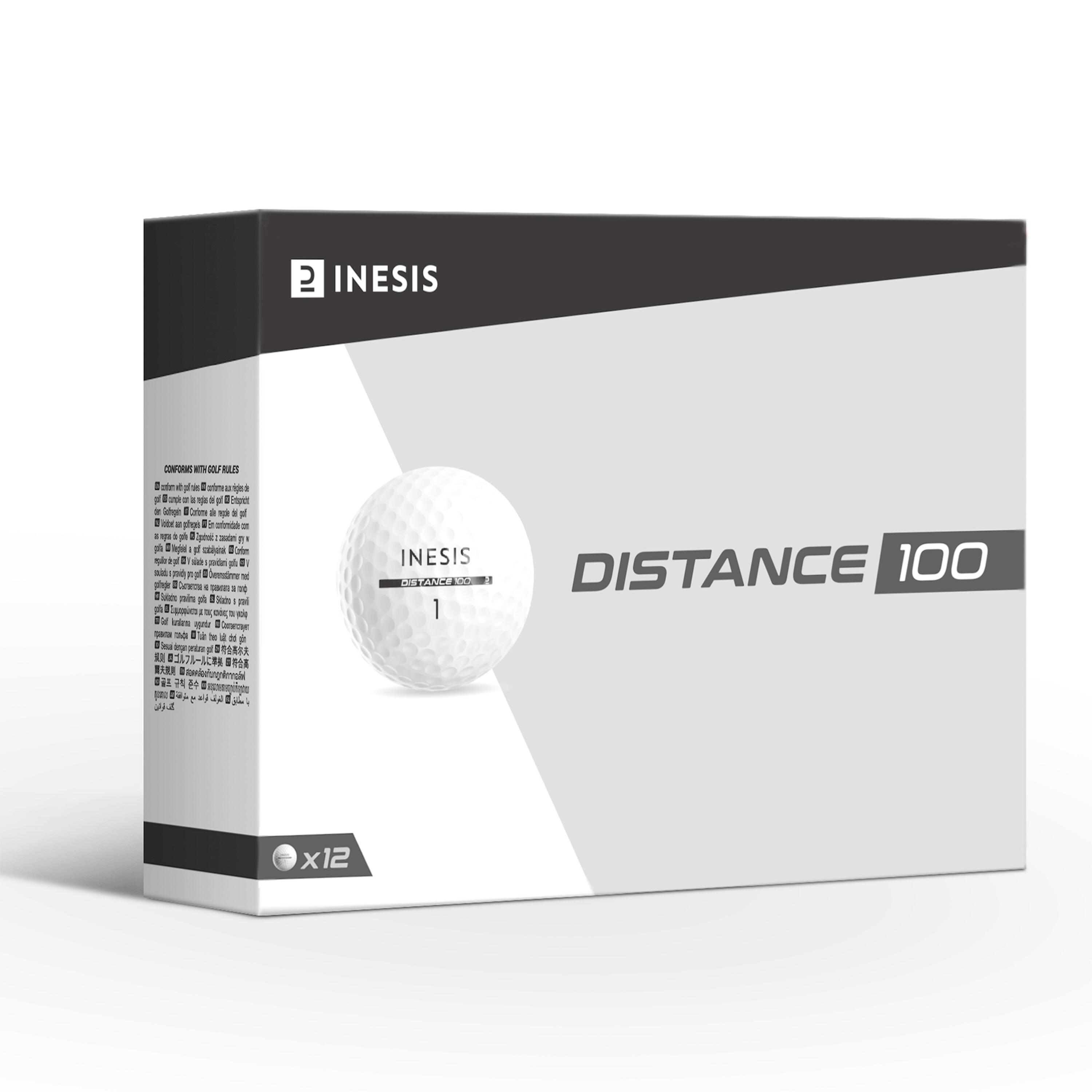 Golf balls Distance 100 - 12 pieces white INESIS, white