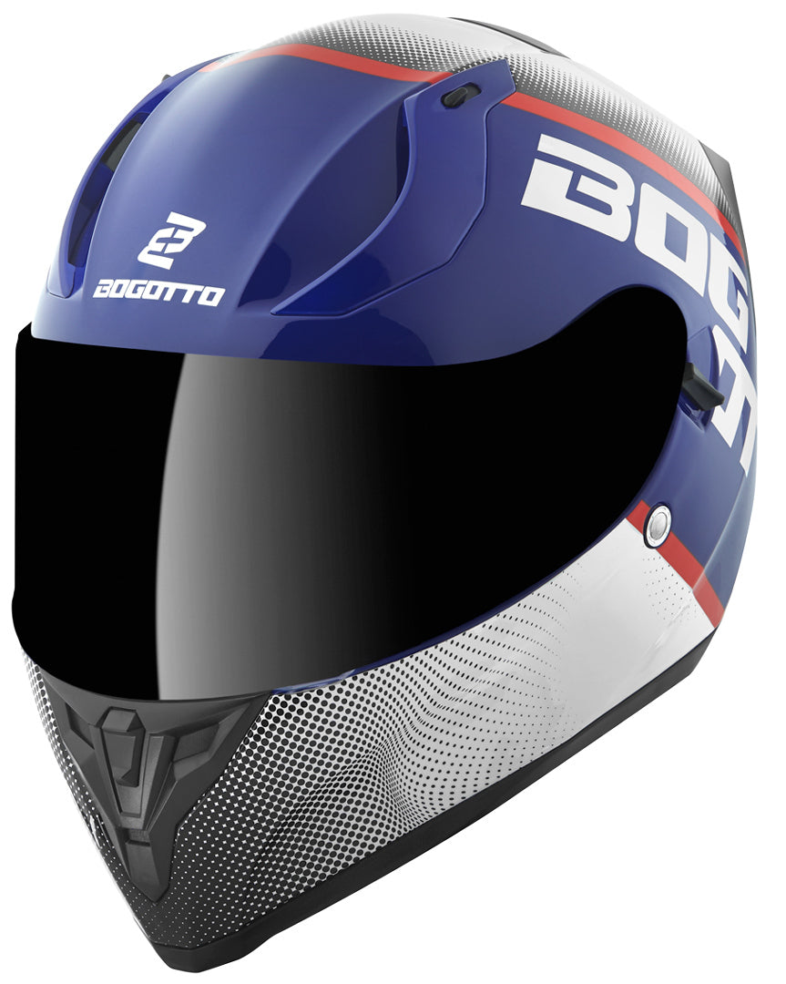 Bogotto V128 BG-X helmet with logo, blue/white