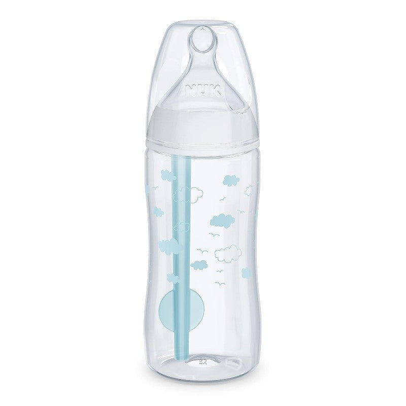 زجاجات الرضاعة 4 قطع، 295 مل لكل زجاجة، Nuk Smooth Flow Pro Anti Colic، شفاف/أزرق