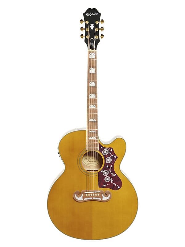 جيتار كهربائي صوتي جامبو من Epiphone EJ200 SCE بلون طبيعي عتيق EEJ2 VNGH1