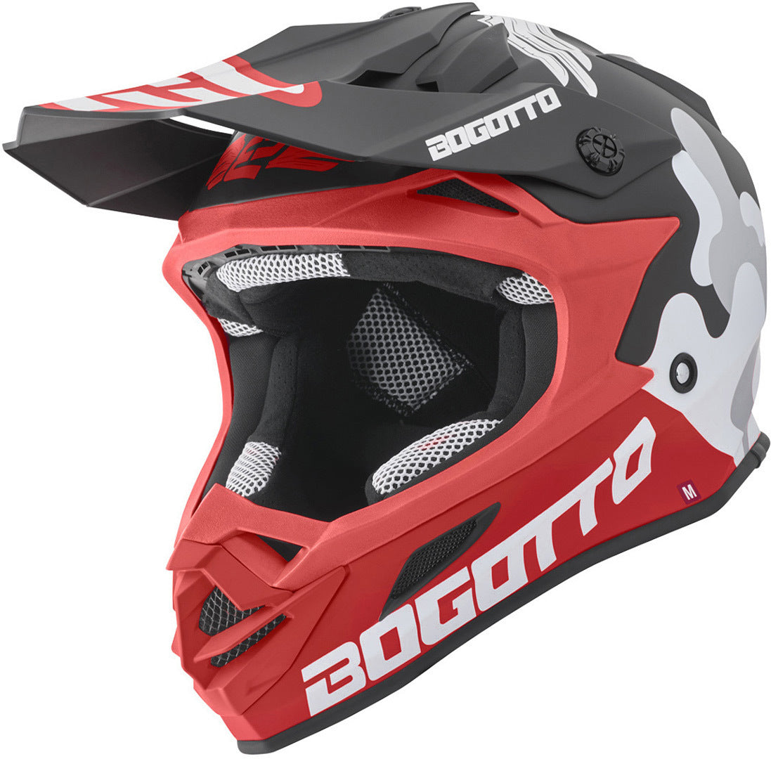 Bogotto V328 Camo Helmet with Logo, Black/White/Red