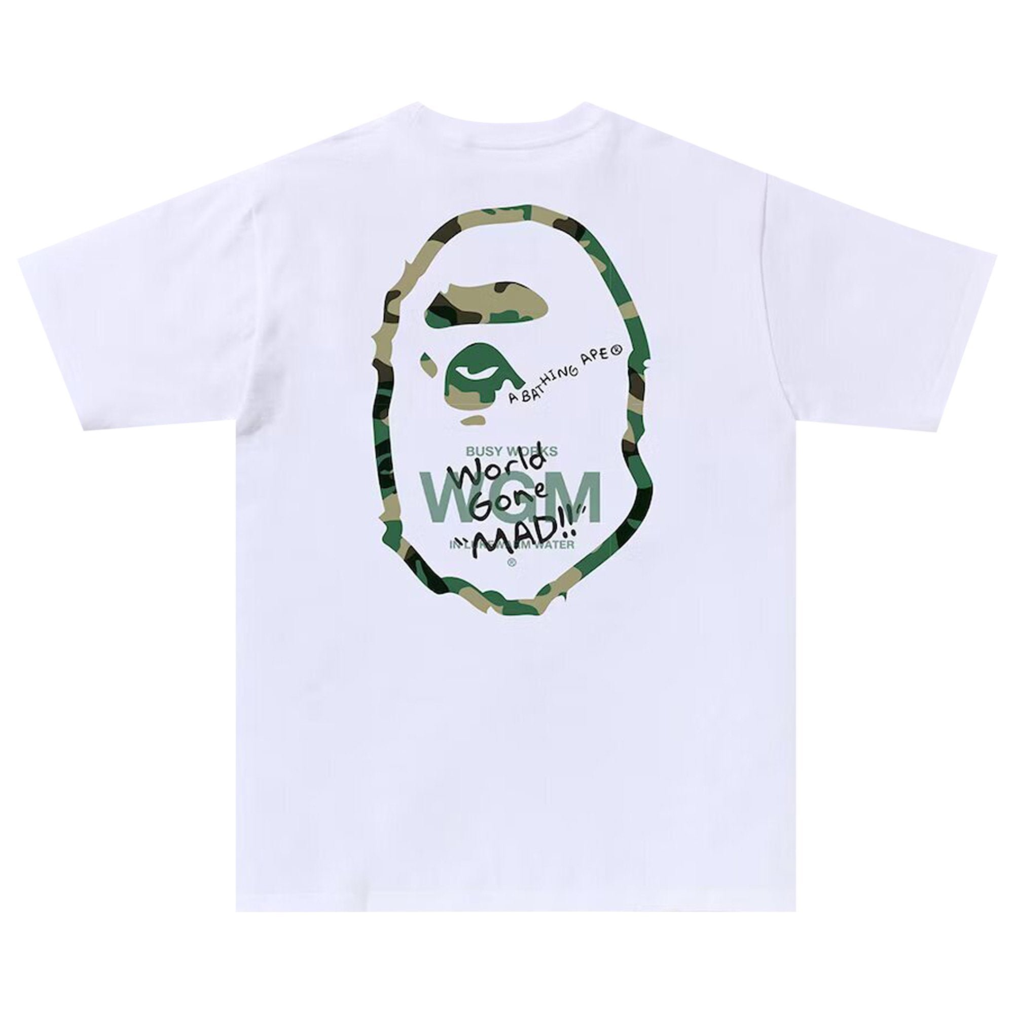 BAPE Woodland Camo WGM Monkey Head T-Shirt, White